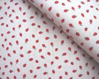 Japanese Cotton Kokka Fabric Canvas Fabric for Bag Strawberry Fabric Beige Fabric Cotton Linen Fabric by the yard/Mini Strawberry