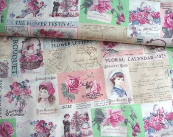 Japanese Cotton Fabric Lawn Fabric Vintage Fabric Victorian Fabric Retro Fabric Victorian Fabric Rose Fabric Shabby Chic/Flower Letters