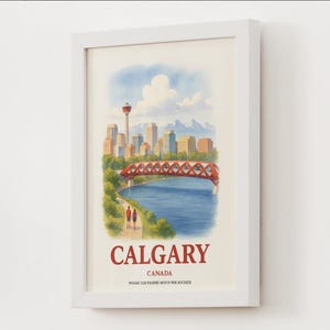 Calgary Downtown Watercolor | Skyline Wall Art | Calgary Tower Printable | Canada City Digital Download | Modern Home Decor