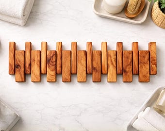 Ganchos de pared de cedro rojo del este, organizador de baño tipo spa