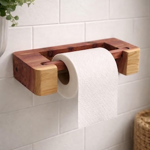 Cedar Toilet Paper Holder – Solid Eastern Red Cedar, Handmade Wall Mounted Bathroom Decor