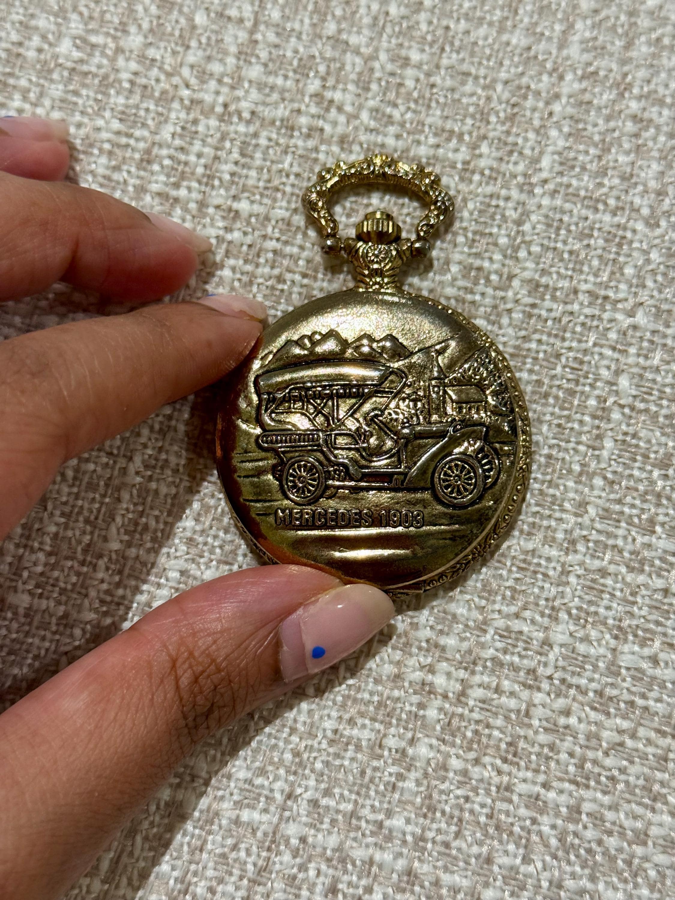 New 1903 Mercedes Benz quartz pocket watch Mercedes 1903 Pocket Geneva Quartz Watch White 30mm Face  main image 3
