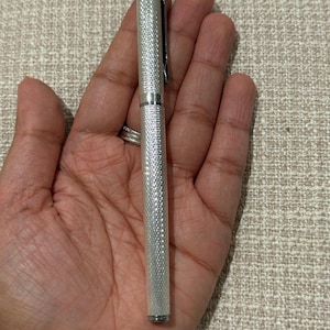 Vintage Silver-Plated Ballpoint Pen | Working Classic Writing Instrument | Textured Silver Pen for Collectors or Gifting