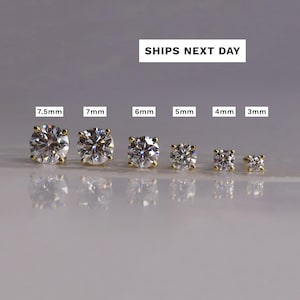 Moissanite Stud Earrings 925 Silver, Round Moissanite Stud, 10k Yellow Gold Earrings Screwback, 3mm-7mm diamond, Earrings for Women & Men