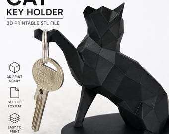 Low-poly cat key holder STL-file