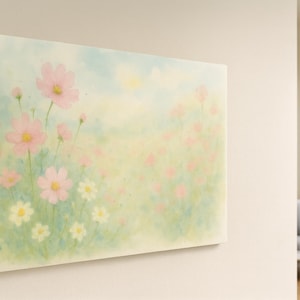 Wildflower Meadow Canvas Wall Art - Soft Pastel Watercolor Blossoms