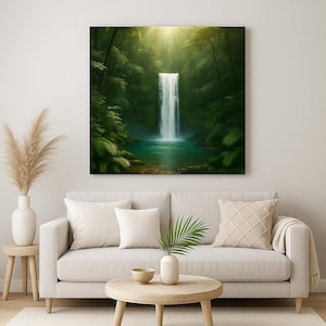 Waterfall Canvas Wall Art - Jungle Serenity for Your Home