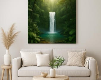 Waterfall Canvas Wall Art - Jungle Serenity for Your Home