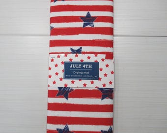 Dish drying Mat. Red White and Blue