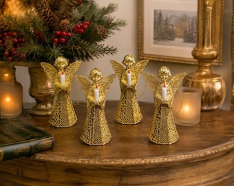Set of 4 Vintage Angel Ornaments // Christmas Decorations // Angel