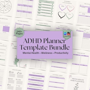 ADHD Planner Bundle for Executive Dysfunction | 240 Page Neurodivergent Life Organizer | Adult Productivity & Dopamine Tracker | Canva PDF
