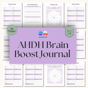 ADHD Brain Boost Journal | Executive Dysfunction Digital Planner | ADHD Planner Adults, Anxiety Tracker, Editable Canva Template PDF