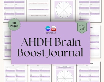 ADHD Brain Boost Journal | Executive Dysfunction Digital Planner | ADHD Planner Adults, Anxiety Tracker, Editable Canva Template PDF