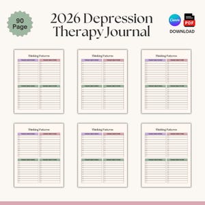 Somatic Depression Recovery Journal 2026 | Mental Health Planner & CBT Toolkit | Mood Tracker and Self-Care Workbook | Canva and PDF