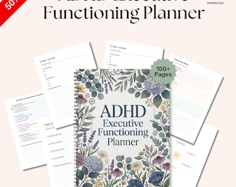 ADHD Executive Function Planner Canva Template, Neurodivergent Productivity Self Care Planner, Focus Tracker, Executive Dysfunction Workbook