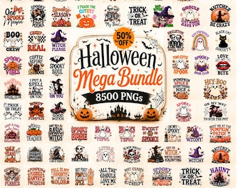 Über 8500 Halloween-SVG- und PNG-Dateien, Retro-Herbst-Cliparts, Gruselsaison, lustige Hexen-, Geister- und Kürbismotive zum Sublimationsdruck, digitaler Download für DIY-Bastelarbeiten