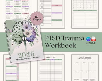 Werkboek PTSS en traumaverwerking | Somatic healing en CPTSD-herstelkit van 80 pagina's | Hulpprogramma's voor het zenuwstelsel | Bundel voor DGT-therapie Canva