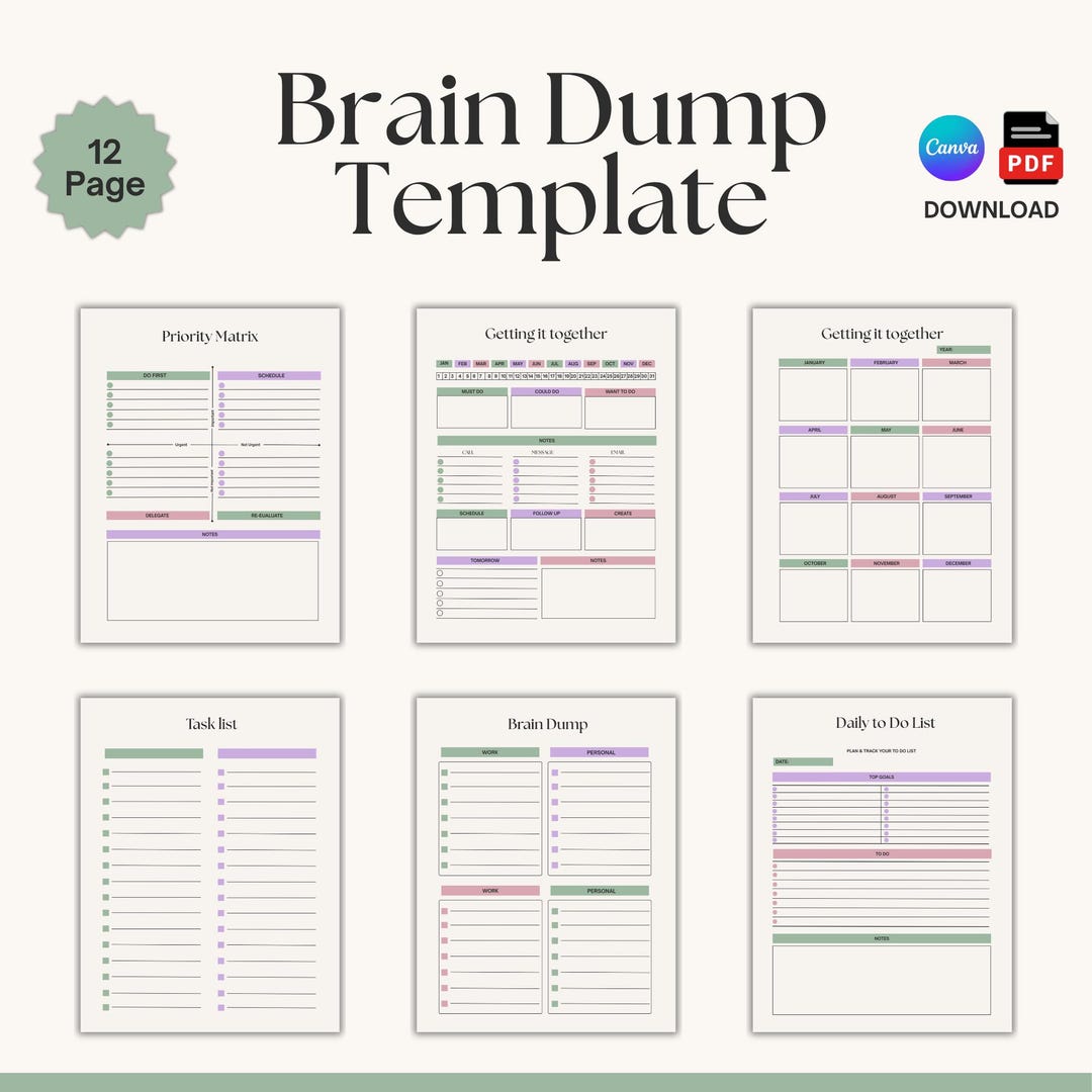 Executive Dysfunction Toolkit: ADHD Brain Dump & Priority Matrix ...