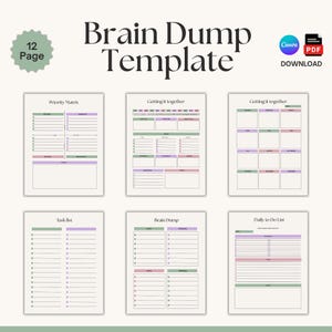 Verktygslåda för exekutiv dysfunktion: ADHD-hjärndump och prioriteringsmatris | Neurodivergent uppgiftstriageplanerare | Redigerbar Canva och utskrivbar PDF