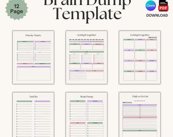 Executive Dysfunction Toolkit: ADHD Brain Dump & Priority Matrix | Neurodivergent Task Triage Planner | Editable Canva and Printable PDF