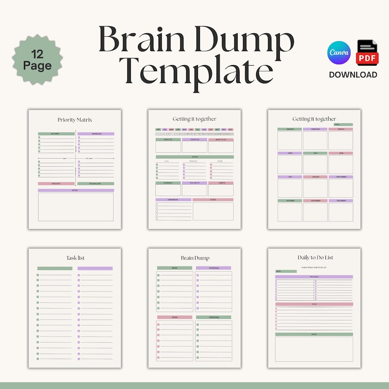 Executive Dysfunction Toolkit: ADHD Brain Dump & Priority Matrix ...