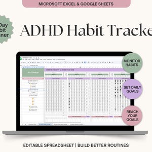 ADHD Life Planner & 75 Day Habit Tracker | Automated Executive Dysfunction System for Google Sheets | Neurodivergent Productivity Dashboard