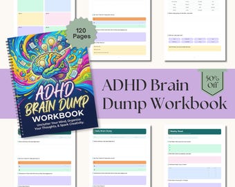 ADHD Brain Dump Workbook PDF, Neurodivergent Planner, Executive Dysfunction Toolkit, ADHD Planner for Adults, Anxiety Journal, Canva