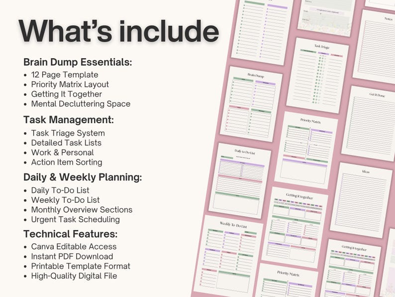 Executive Dysfunction Toolkit: ADHD Brain Dump & Priority Matrix ...