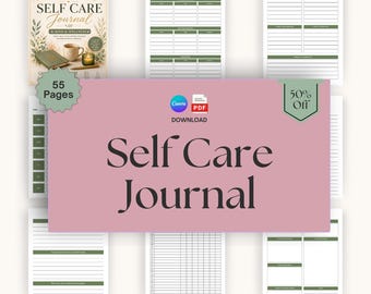 Self Care Journal Canva Template, Wellness Planner Printable PDF Mindfulness Journal Habit Tracker, Mental Health Planner Calm Mind Workbook