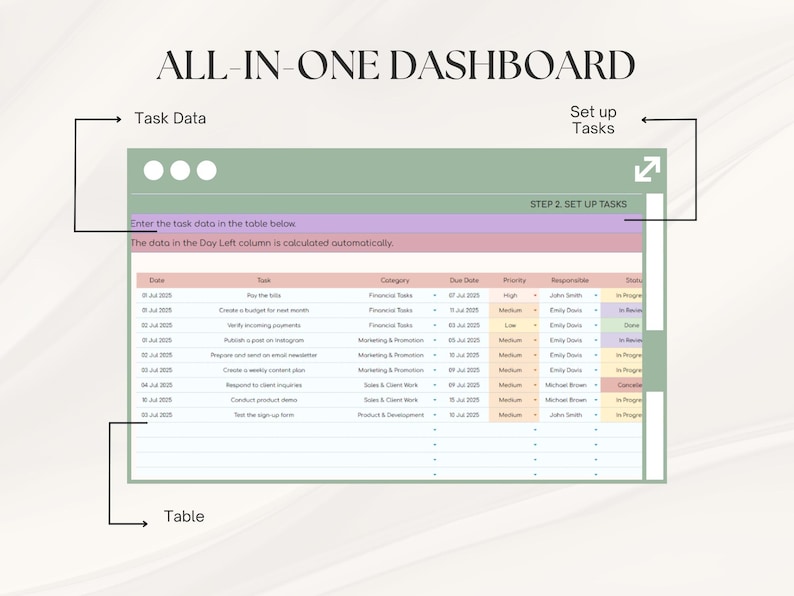 Kalkylblad för produktivitetsuppgiftsspårning | Google Sheets | Automatiserad projektplanerare med prioritetsmatris | Att-göra-lista för arbetsorganisatör bild 8