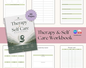Self Care journal, Self care workbook bundle | CBT Anxiety & Trauma Worksheets | self-love, burnout Planner  |  Wellness journal | Canva