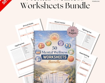 Mental Wellness Worksheets Therapy, Bundle and Worksheets, Counseling Resources, Therapist Printables, Psychology Workbook, Commercial PLR