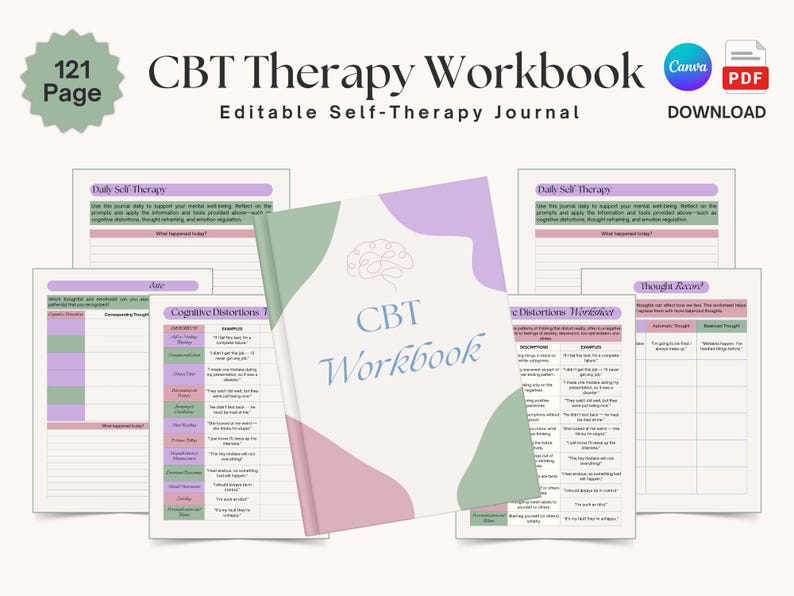 Editable CBT Workbook, Self Therapy Journal, Cognitive Behavioral ...