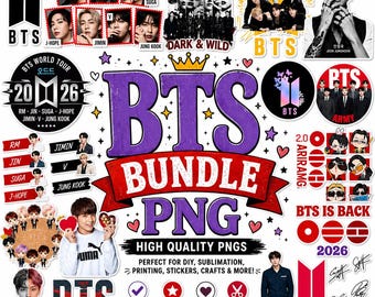 BTS Arirang World Tour 2026 PNG Bundle, Kpop Concert PNGs, Army Fan Merch, Kpop Concert Shirt Design, High-Quality Transparent
