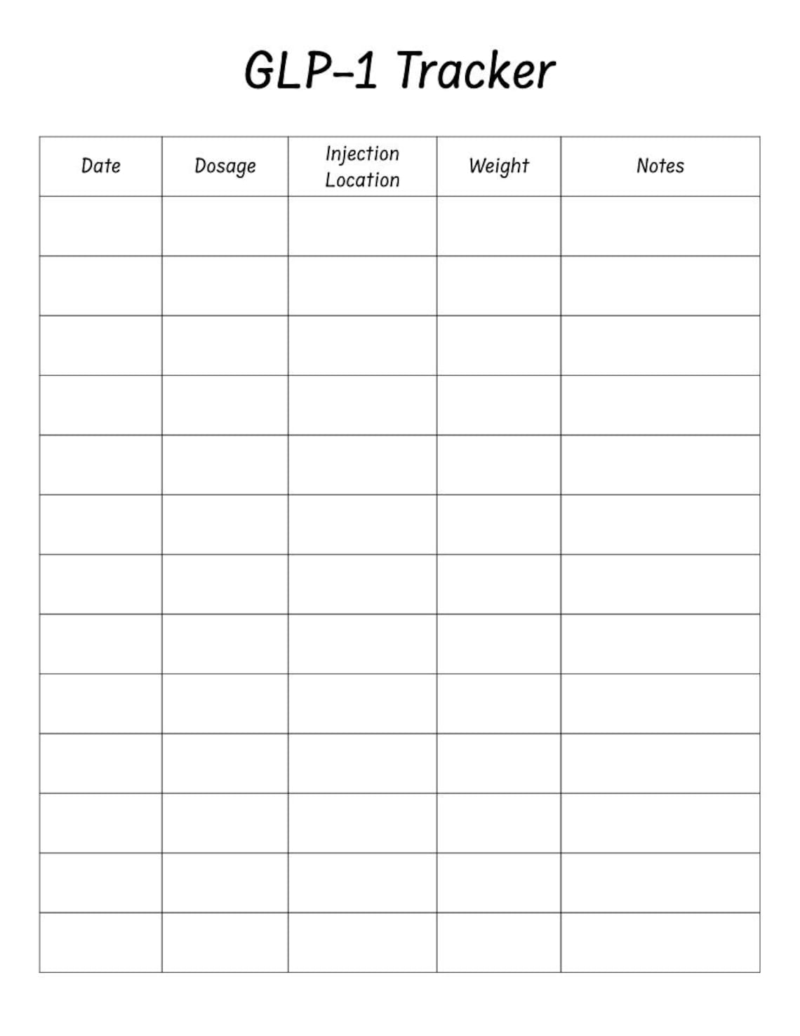 GLP-1 Daily or Weekly Tracker | Printable PDF - Etsy