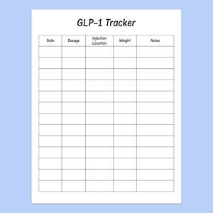 glp 1 tracker template Glp1 Tracker Printable