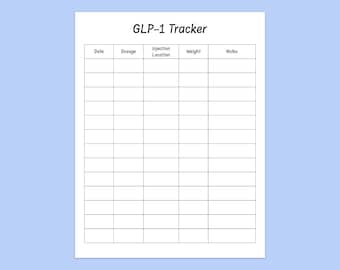 GLP-1 Daglig eller Veckovis Tracker | Utskrivbar PDF