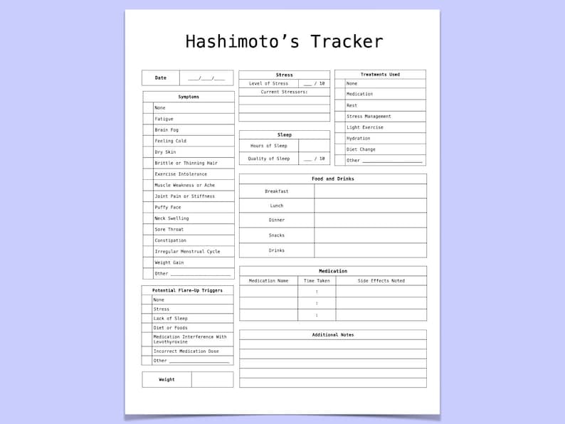 Hashimoto's Journal | Printable PDF - Etsy