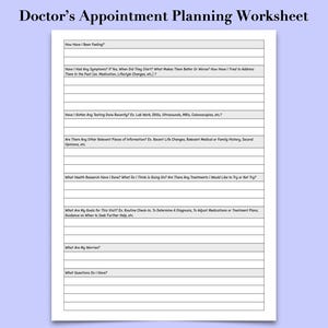 Doctor's Appointment Prep Worksheet | Printable PDF