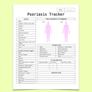 Psoriasis Tracker | Printable PDF - Etsy