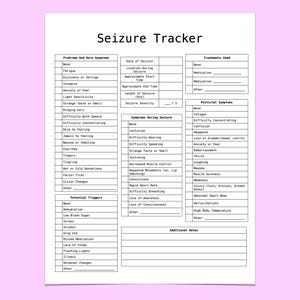 Seizure Tracker | Printable PDF