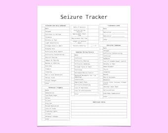 Seizure Tracker | Printable PDF