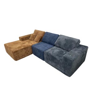 Teddy Compression Sofa Upholstered Velvet Chaise longue sofa For Four Person, High Rebound Density Sponge Sofa for Living Room, 284cm