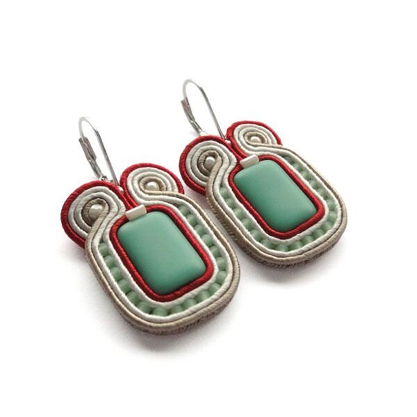 CLEARANCE SALE! Turquoise and Red Earrings Turquoise and Red Jewelry Red and Turquoise Earrings Red and Turquoise Wedding Mint and Red State