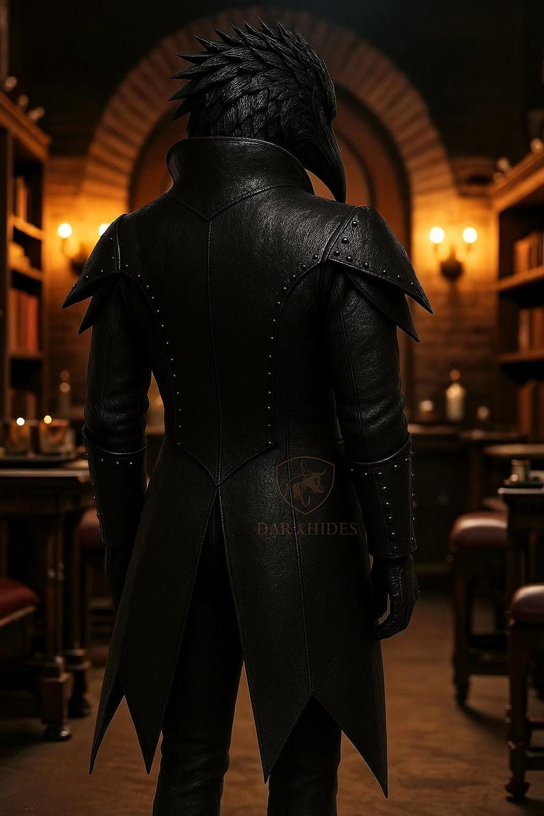 Custom Leather Plague Doctor Coat Gothic Steampunk Trench, Handmade