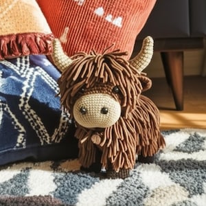 Amigurumi Highland Cow Crochet Pattern, Scottish Highland Cow Stuffed Plush Pattern, Cute Farm Animal Amigurumi, Kids Toy Pattern