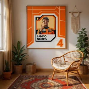 Lando Norris Poster | F1 Racing Wall Art Print | Motorsport Home Decor Gift for Formula 1 Fans