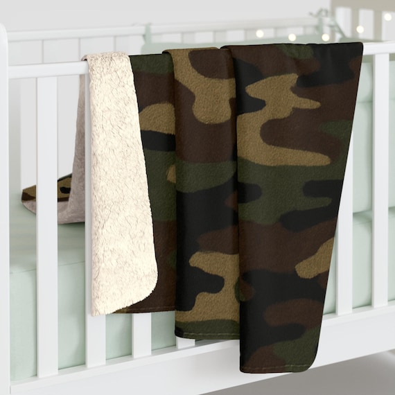 Sherpa Fleece Blanket - Military Inspired Outdoor Camping RV Overlander Gift for Vets, Current Military, Military Enthusiasts, Warm Cozy
