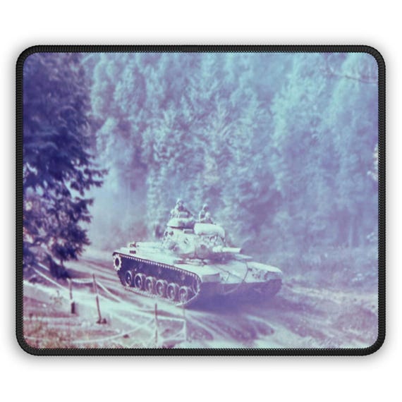 M60 Tank Gaming Mouse Pad, Gifts for Him, Military Enthusiast Desk Mat, Tank Road March at Mt Fuji Japan, Dad Birthday Gift, Patriotic