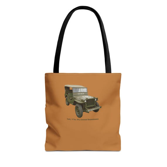 Vintage WW2 Jeep Tote Bag for History Buffs, Military Enthusiasts, and Jeep Lovers, Truck 1/4-Ton 4x4, Command Reconnaissance
